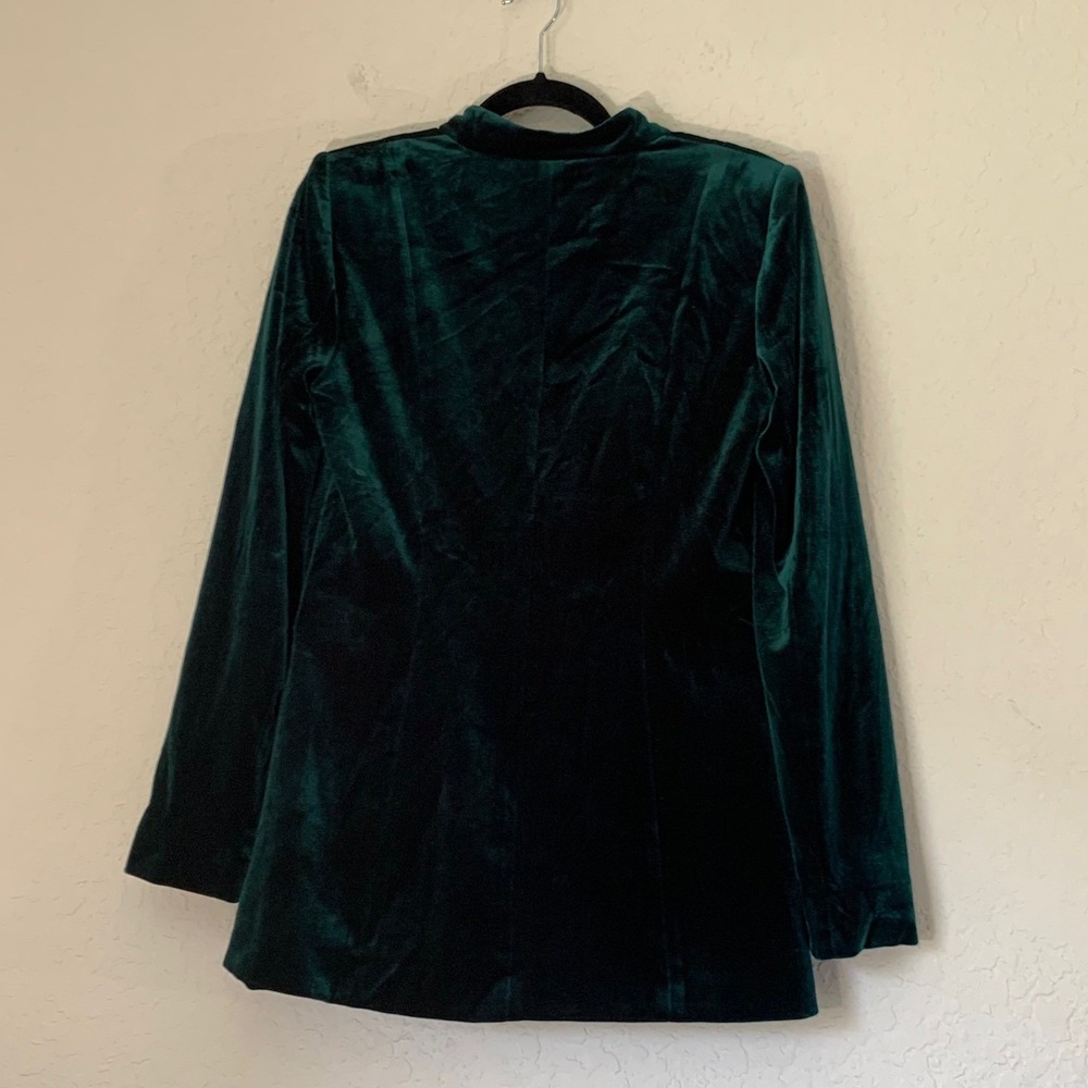 Calvin Klein Velvet Blazer Women 6 Green Emerald Holiday Academia Christmas Chic - Picture 2 of 12